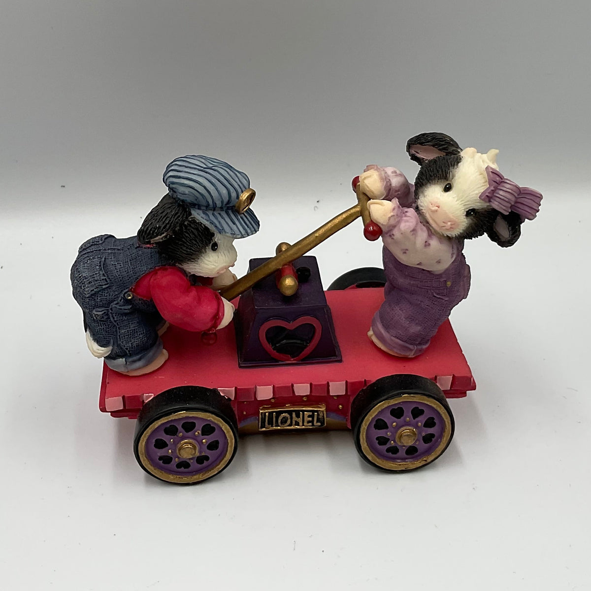 Enesco Mary's Moo Moos Lionel Our Love is On Track Cow Train Figurine #780812