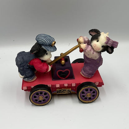 Enesco Mary's Moo Moos Lionel Our Love is On Track Cow Train Figurine #780812