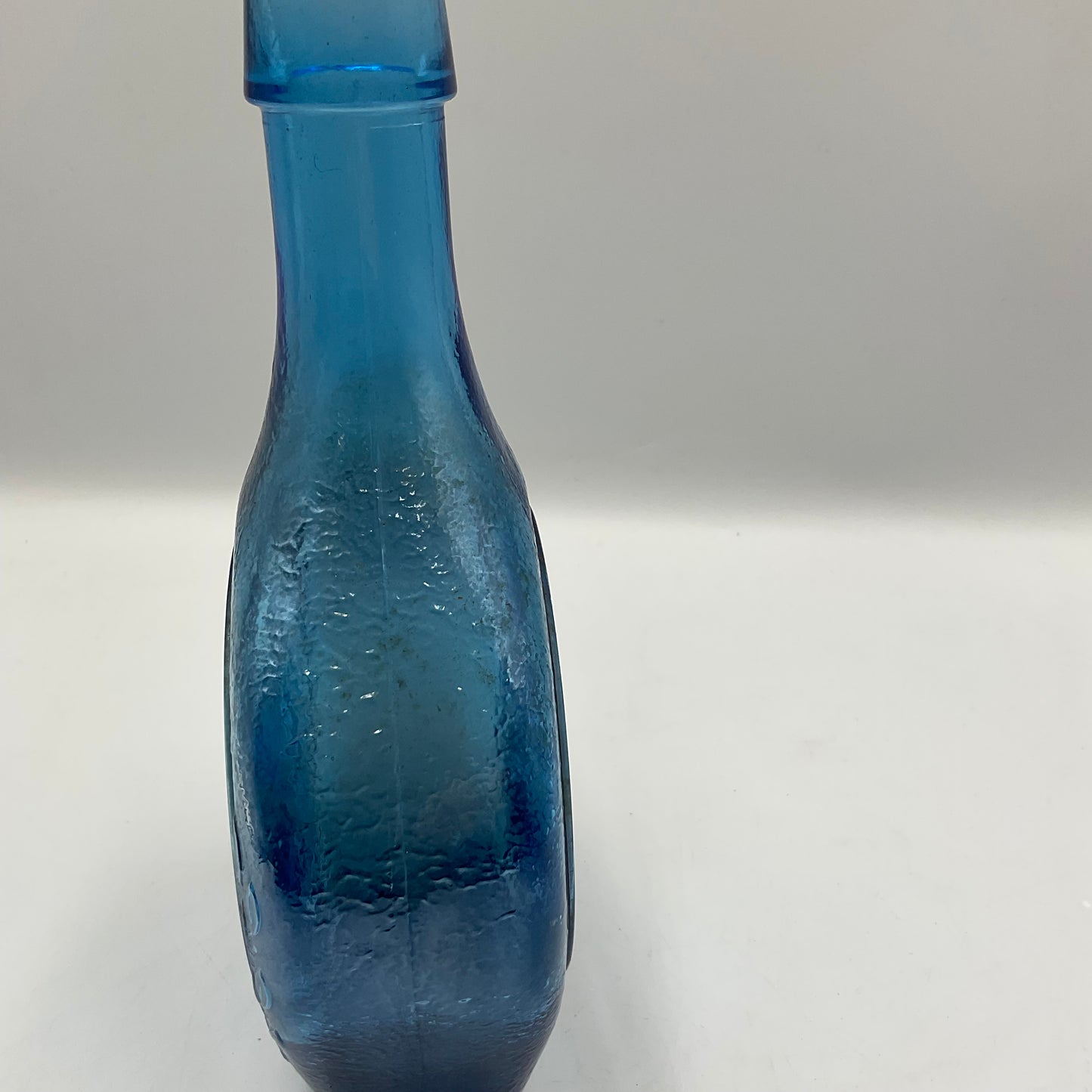 Vintage Wheaton Blue Iridescent Carnival Glass Bottle