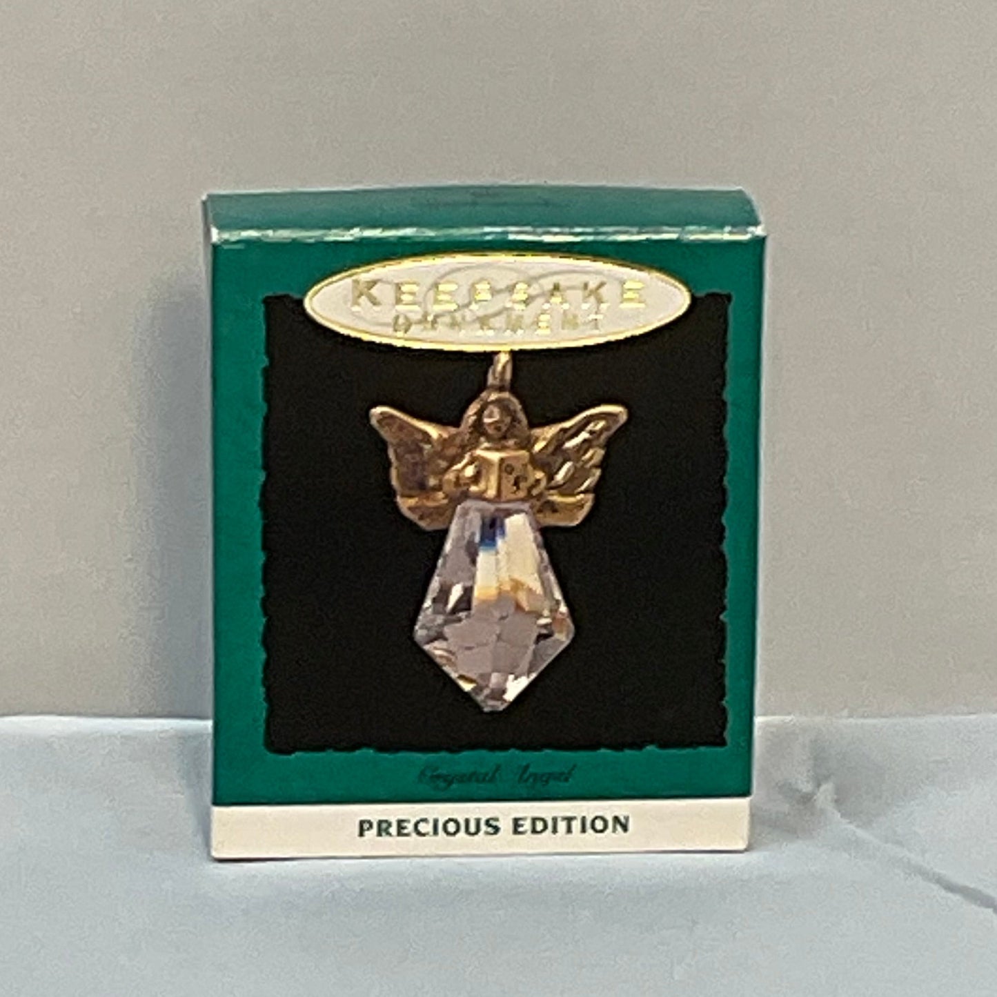 Hallmark Miniature Ornament 1993 & 1996 "Crystal Angel-Precious Ed. Gold"
