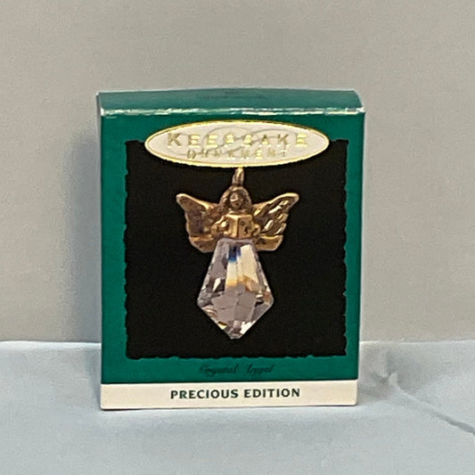 Hallmark Miniature Ornament 1993 & 1996 "Crystal Angel-Precious Ed. Gold"