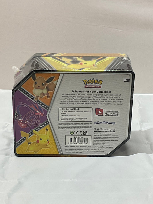 Pokemon Eevee V Powers TCG Tin 5 Booster Packs Rare Foil Trading Card Game New Factory Sealed