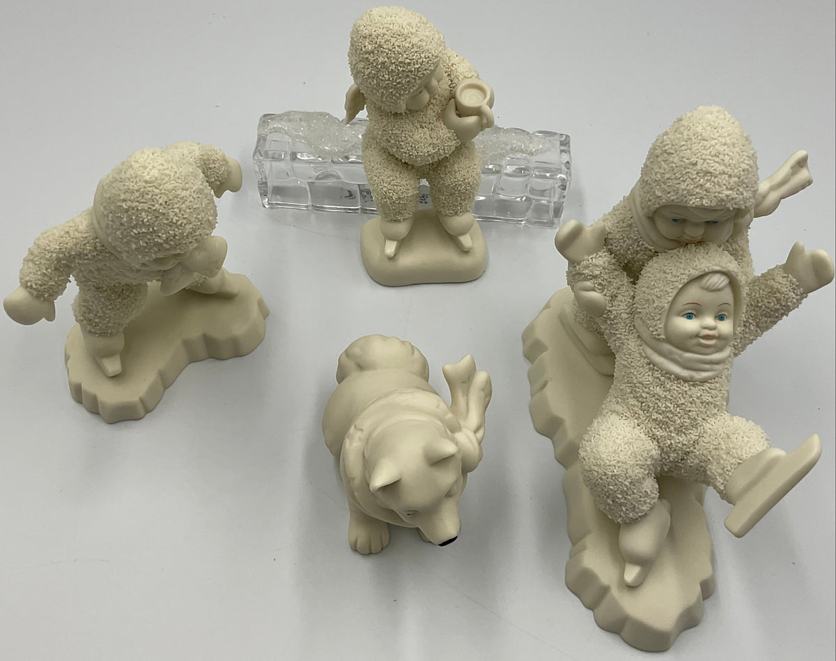 Department 56 Snowbabies Winter Tales Ice Skating Figurines Set of 4 Retired
