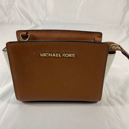 Michael Kors Brown Leather Small Selma Crossbody Bag Missing Strap Clasp Broken