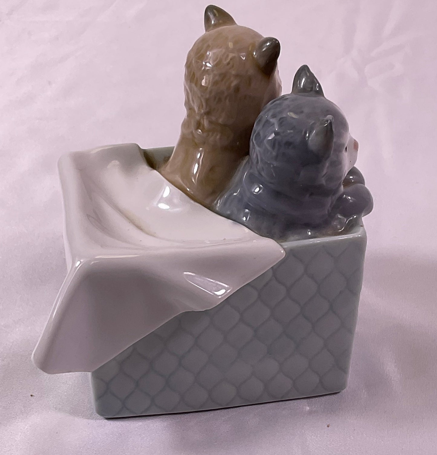 Kittens in a Basket NAO by Lladro Vintage Collectible Handmade Porcelain Figurine