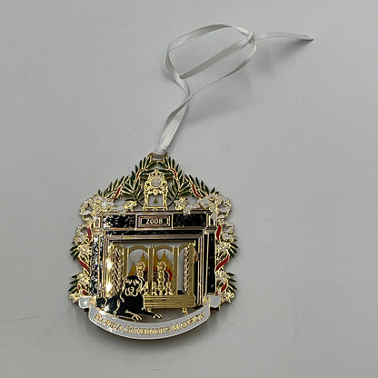 2008 Florida Governor's Mansion Ornament The Lafayette Clock 24K Gold Box Stand