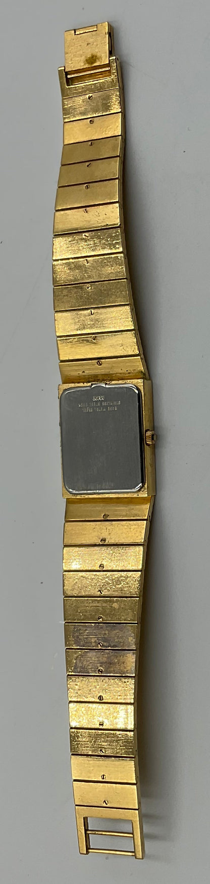 Jacques Prevard Gold Tone Rectangular Black Dial Wristwatch w/ Orginal Box