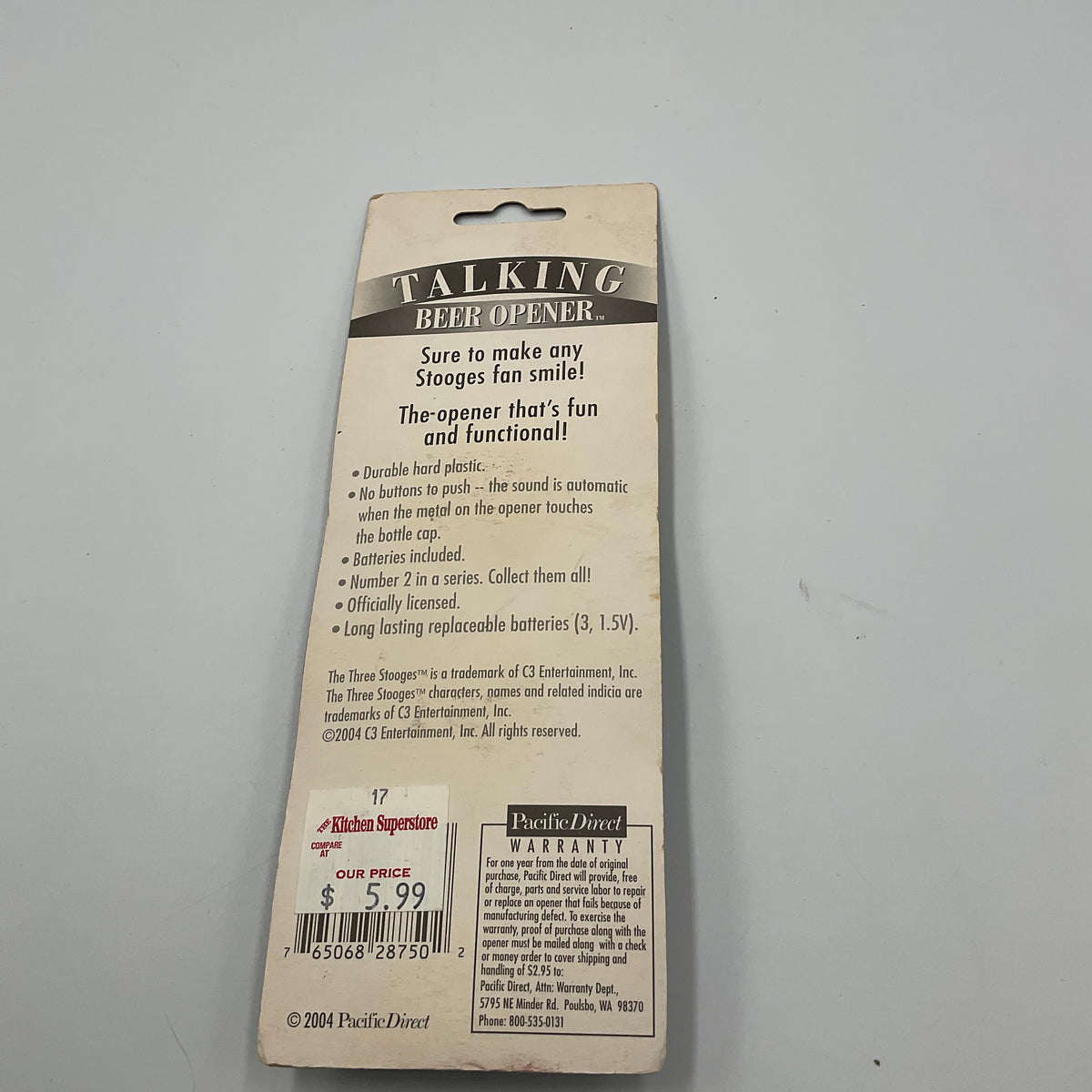 2003 Vintage The Three Stooges Talking Beer Bottle Opener