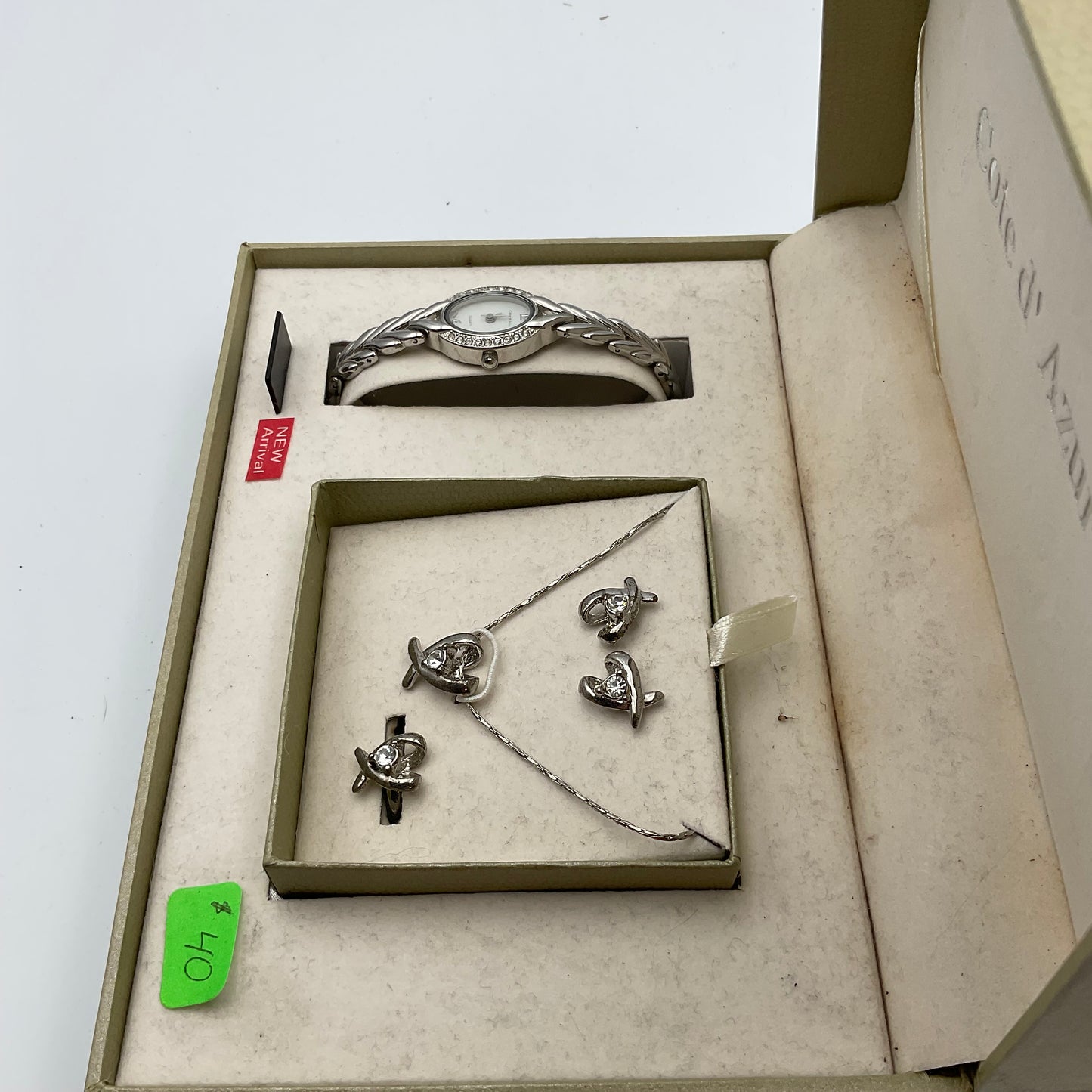 Cote D’ Azur Jewelry Gift Set Watch Necklace Ring and Earrings New in Box