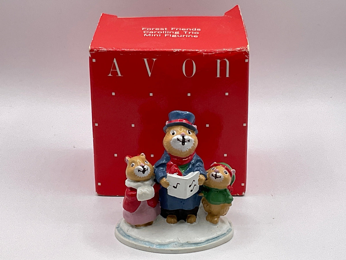 Avon Gift Collection Vintage Forest Friends Caroling Trio Mini Figurine Christmas Holiday Decoration Decor with Original Box