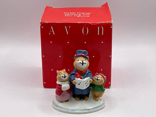 Avon Gift Collection Vintage Forest Friends Caroling Trio Mini Figurine Christmas Holiday Decoration Decor with Original Box