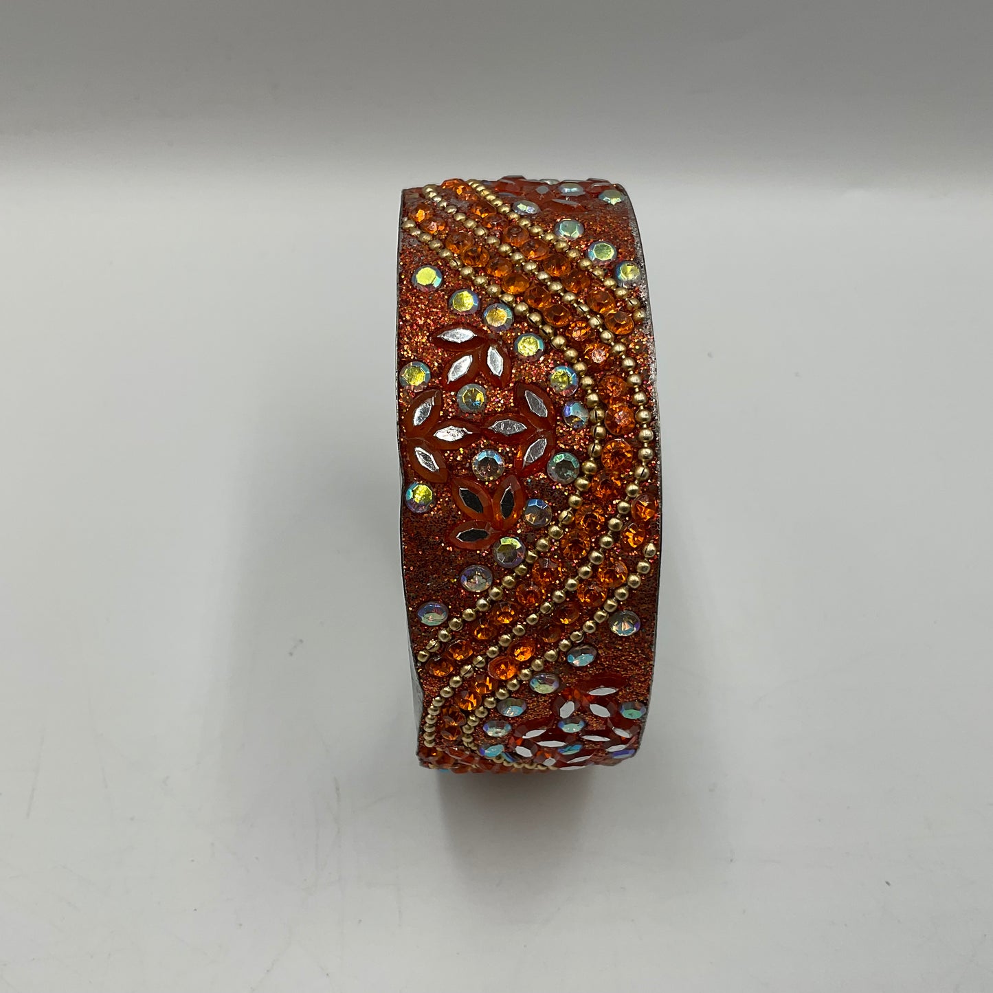 Wide Cuff Bangle With Orange Crystals