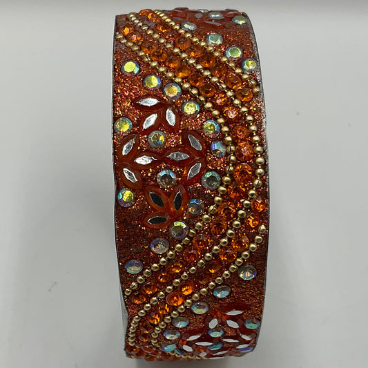 Wide Cuff Bangle With Orange Crystals Fashion Jewelry