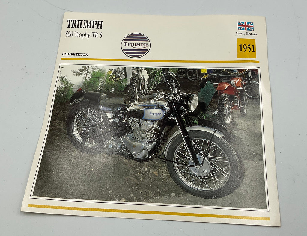 Vintage AJS 500cc Supercharged V4 Competition Motorcycle Info Card Spec Sheet