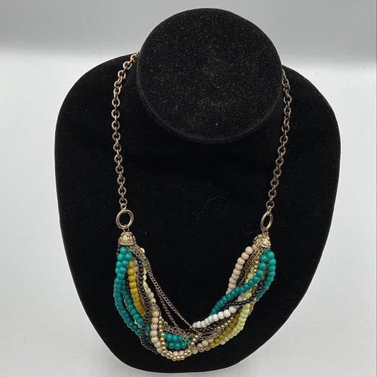 Multicolored Braded Beaded Chain Necklace