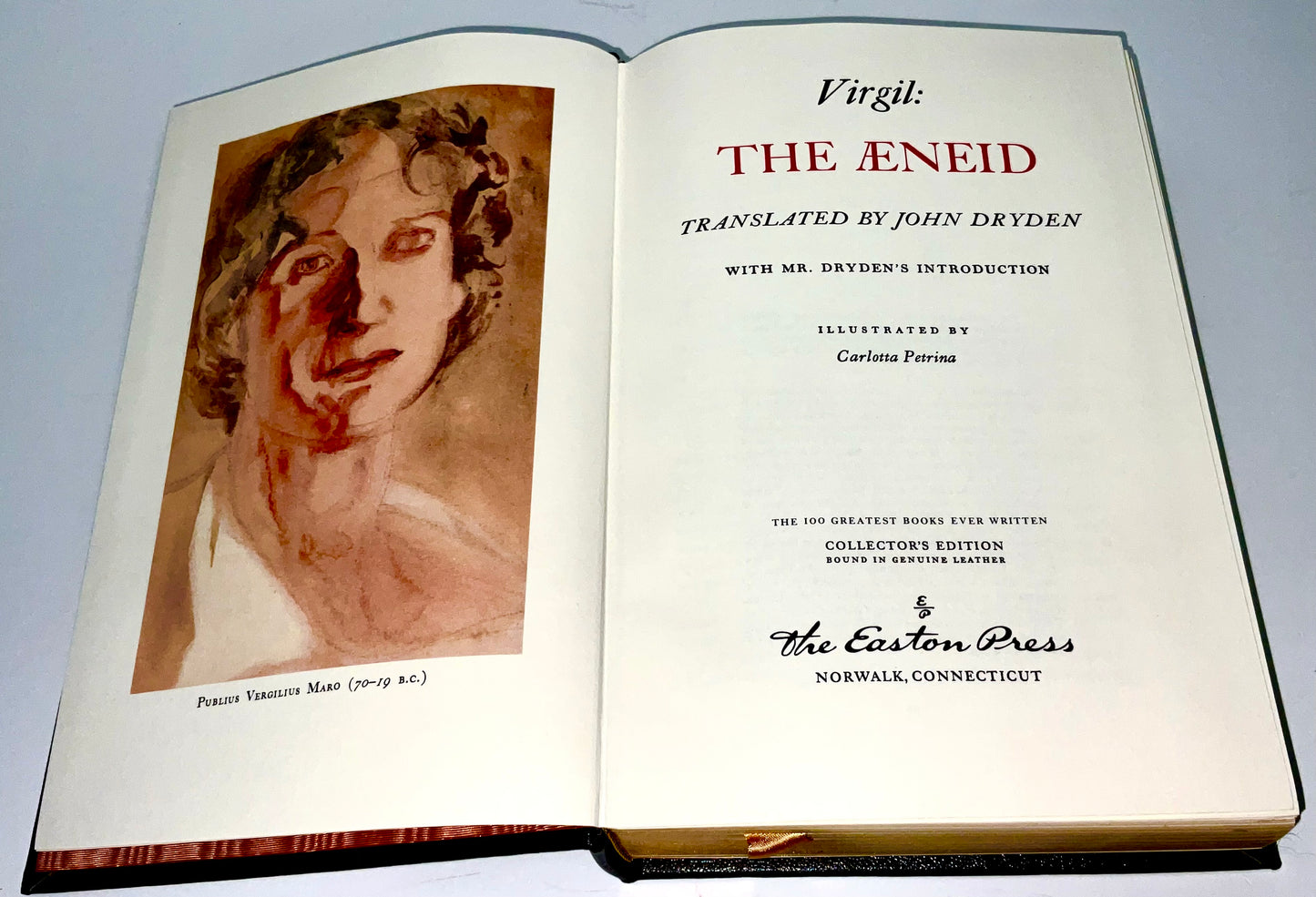 The Aeneid by Publius Vergilius Virgil Maro Vintage 1979 Easton Press 100 Greatest Books Ever Written Leather Bound Collector's Edition