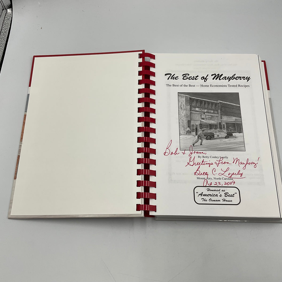 The Best Of Mayberry -Home Economics Tested Recipes By Betty Conley Lyerly Autographed