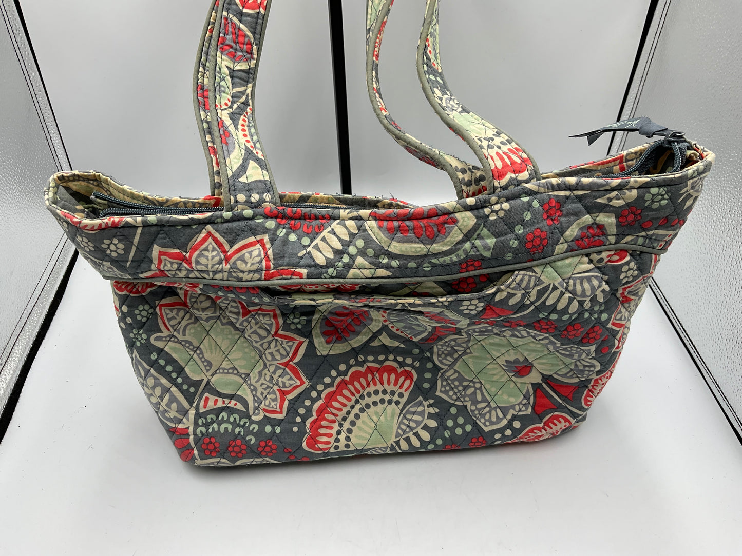 Vera Bradley Quilted cotton Tote Shoulder Bag Floral Paisley grey red