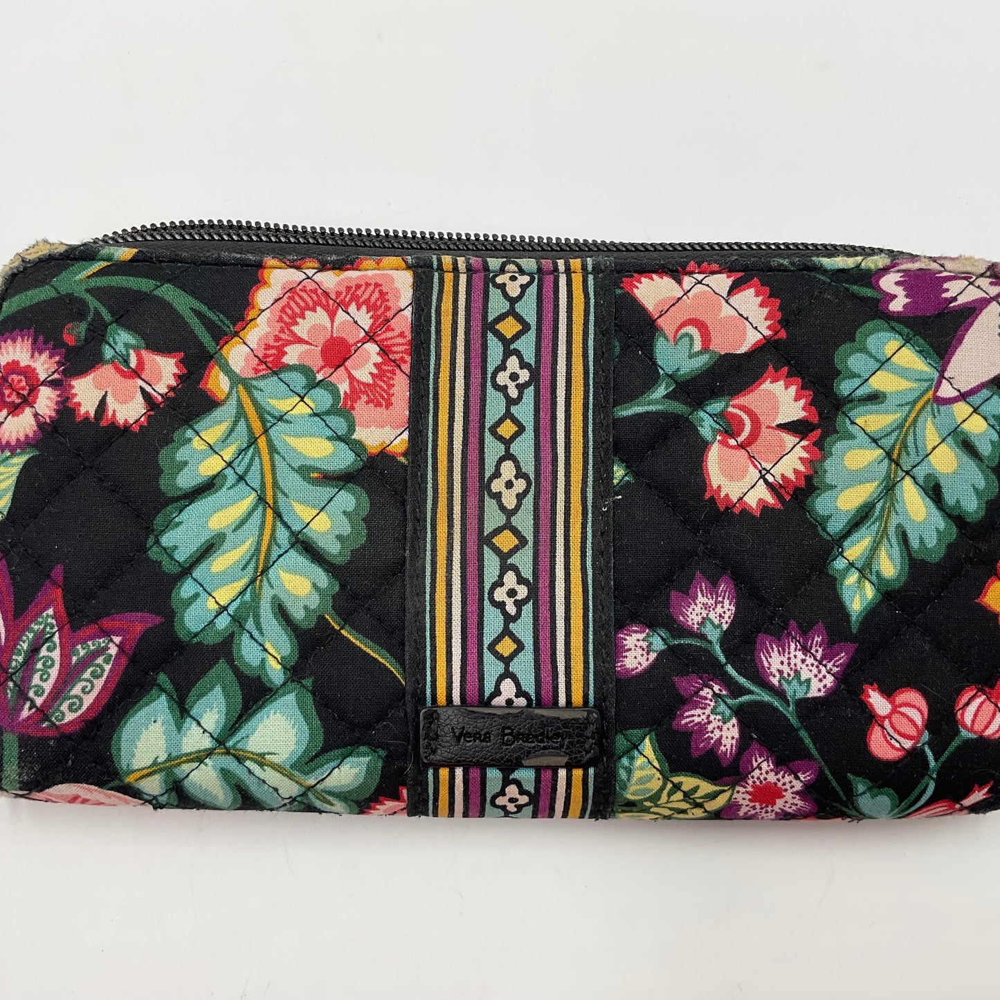 Vera Bradley Wallet Vines Floral Retired Pattern Black with Flowers