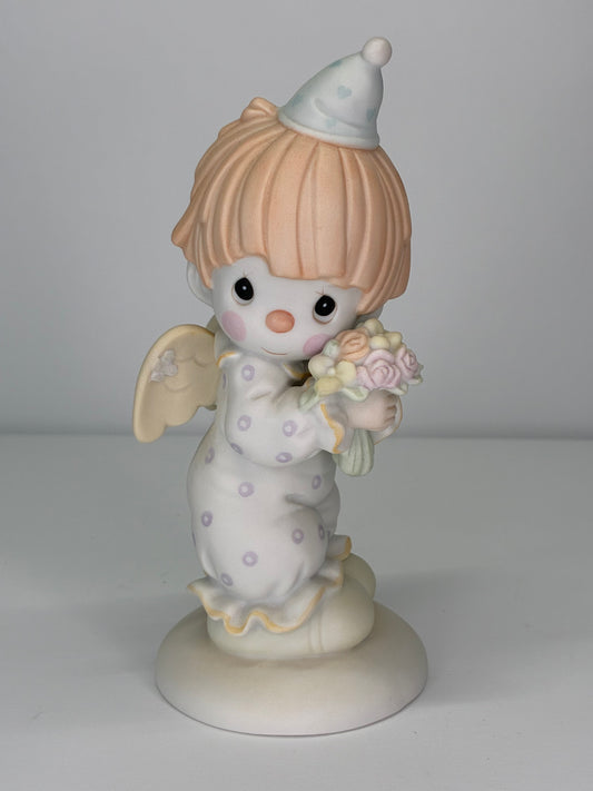 Precious Moments Vintage 1987 Happiness Divine Hand Painted Porcelain Collectible Figurine Original Box Mint
