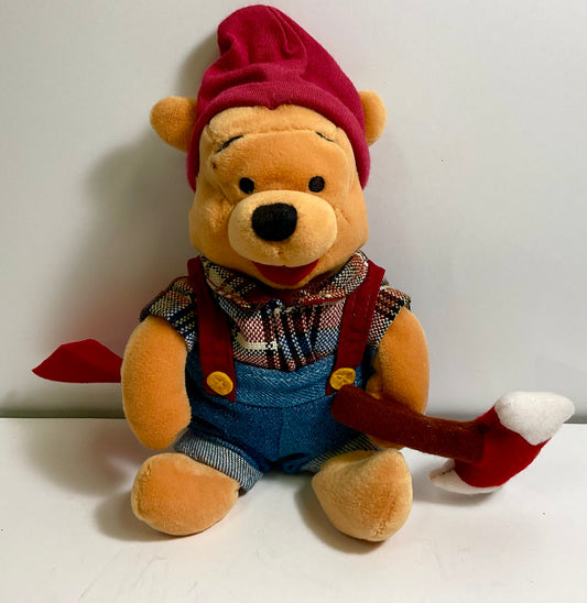 Winnie the Pooh Lumberjack Vintage Mini Beanbag Plush Disney Store Collectible