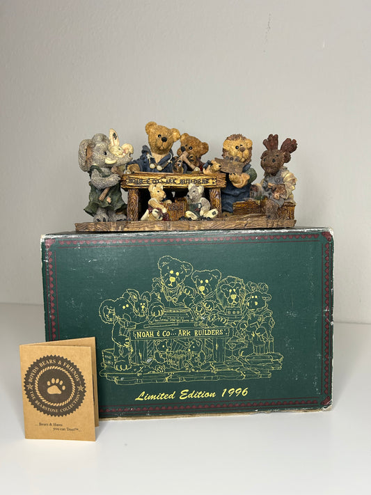 Boyds Bears Figurine Noah & Co Ark Builders Limited Edition Vintage 1996 with Original Box