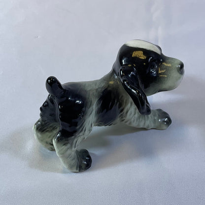 Goebel Vintage Black White Cocker Spaniel Dog Porcelain Figurine #30105 Made in West Germany