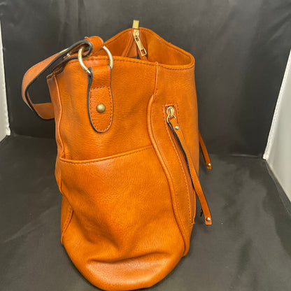 Brown Faux Leather Shoulder Purse