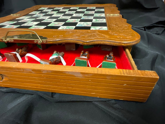 Chinese Folding 1960s Vintage Oriental Chessboard Set