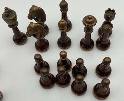 Vintage Chess 32 Pieces Potentially Italfama Firenze Metal and Wood
