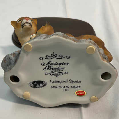Mountain Lions Vintage 1994 Masterpiece Porcelain Homco Endangered Species Series