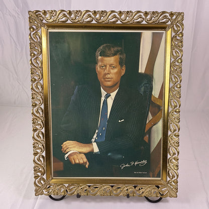 John F Kennedy Framed Photograph Color by Fabian Bachrach 16in x 13in