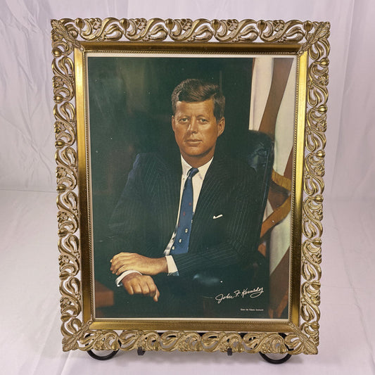 John F Kennedy Framed Photograph Color by Fabian Bachrach 16in x 13in