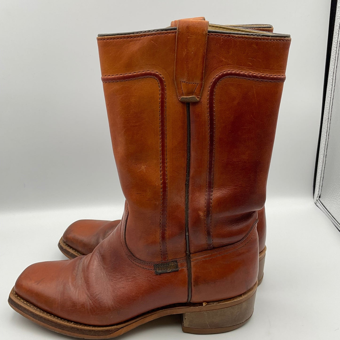 Vintage Wrangler Leather Square Toe Cowboy Boots