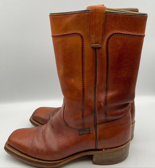 Vintage Wrangler Leather Square Toe Cowboy Boots Men's Size 8D