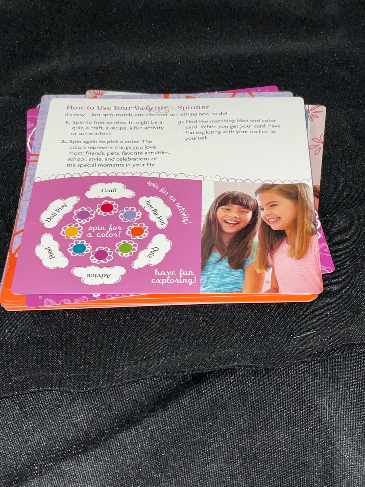 American Girl Truly Me Activity Spinner Cards Play Game Advice Crafts Foods Fun
