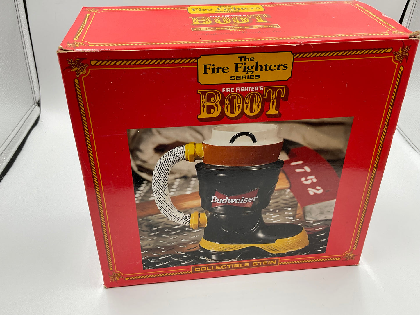 1997 Firefighter Budweiser Boot Mug Stein w/ Box