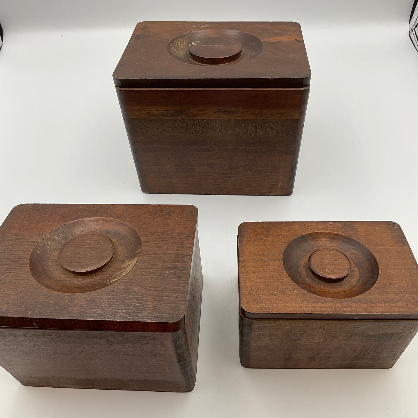 Vintage Wooden Nesting Canisters Made in Japan