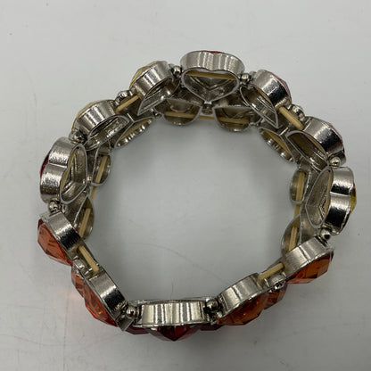 Silver Toned Bracelet With Colored Heart Shaped Stones