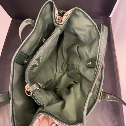 Coach Signature Python Striped Carryall Green Tote Bag