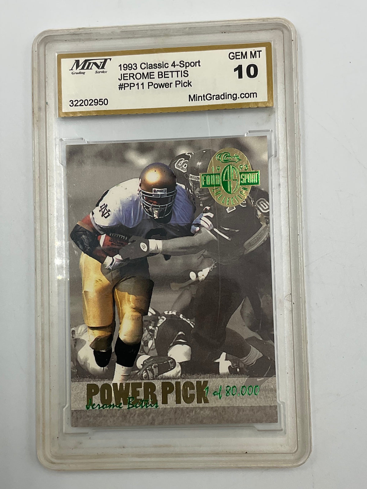 Jerome Bettis Power Pick #PP11 Rookie Card 1993 GEM MT 10 Classic 4 Sport