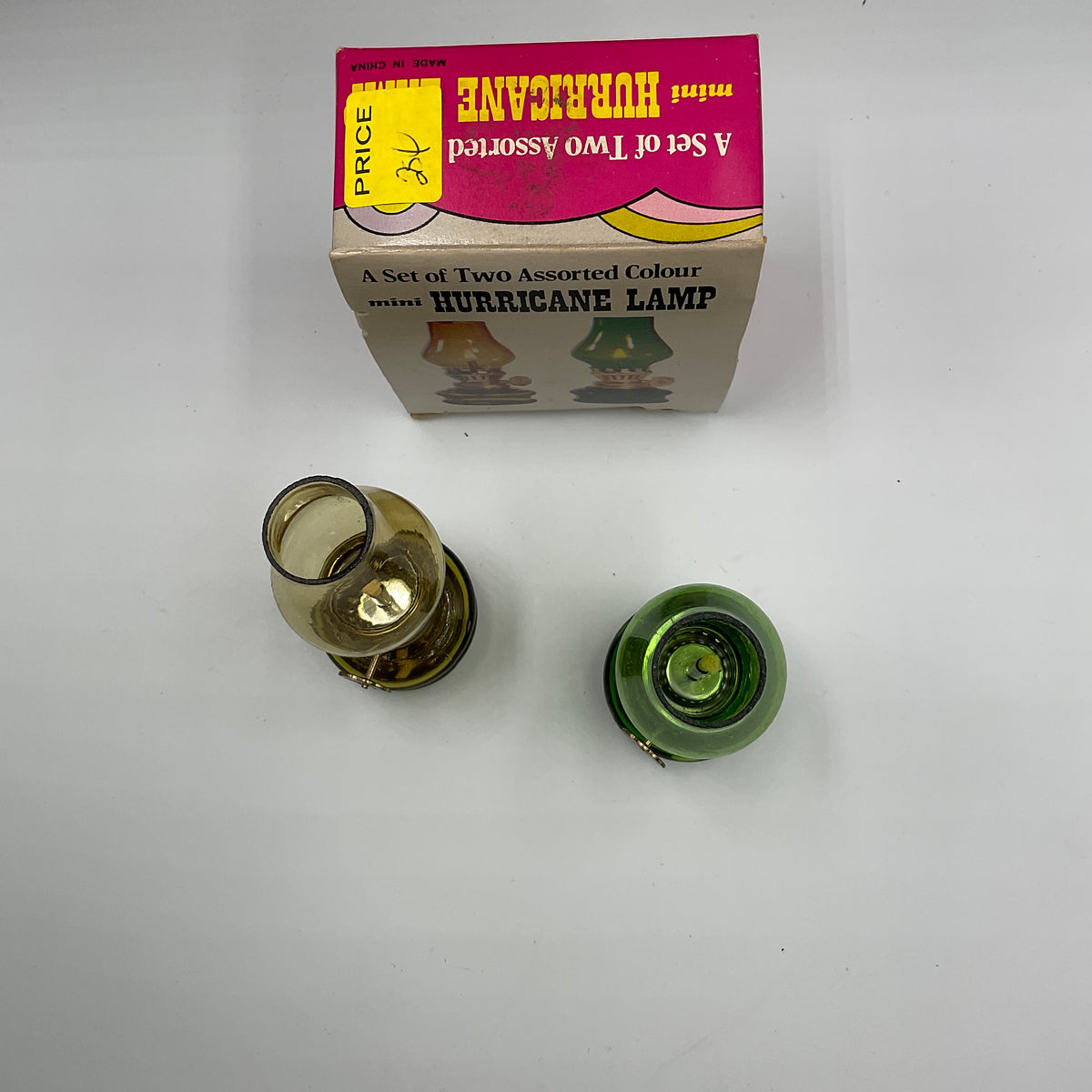 Vintage Mini Glass Oil Hurricane  Lamps