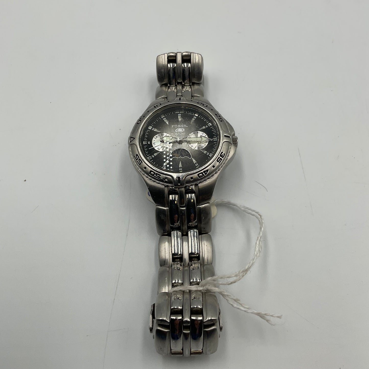 Fossil Blue Quartz BQ-9135 Black/Silver Men's Watch New Battery