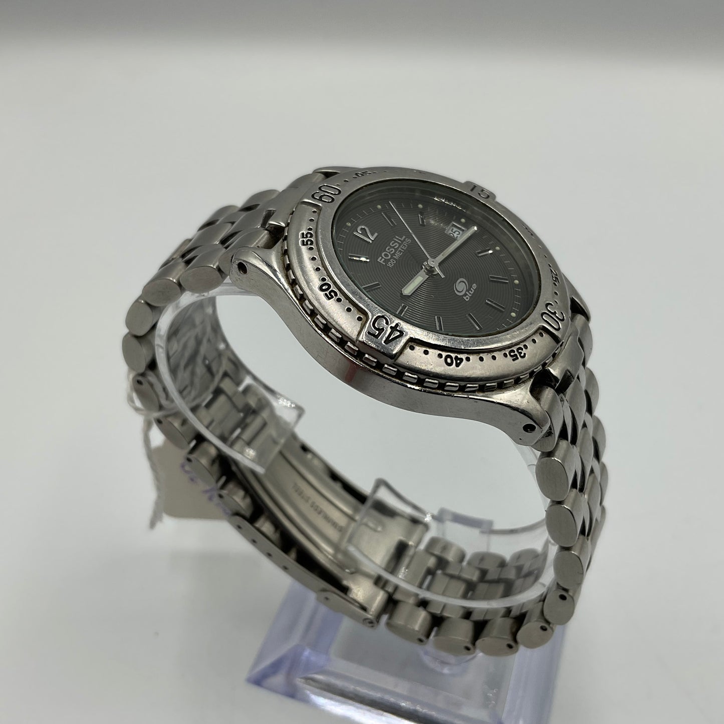 Fossil Blue AM-3198 Black/Silver Women's Watch New Battery