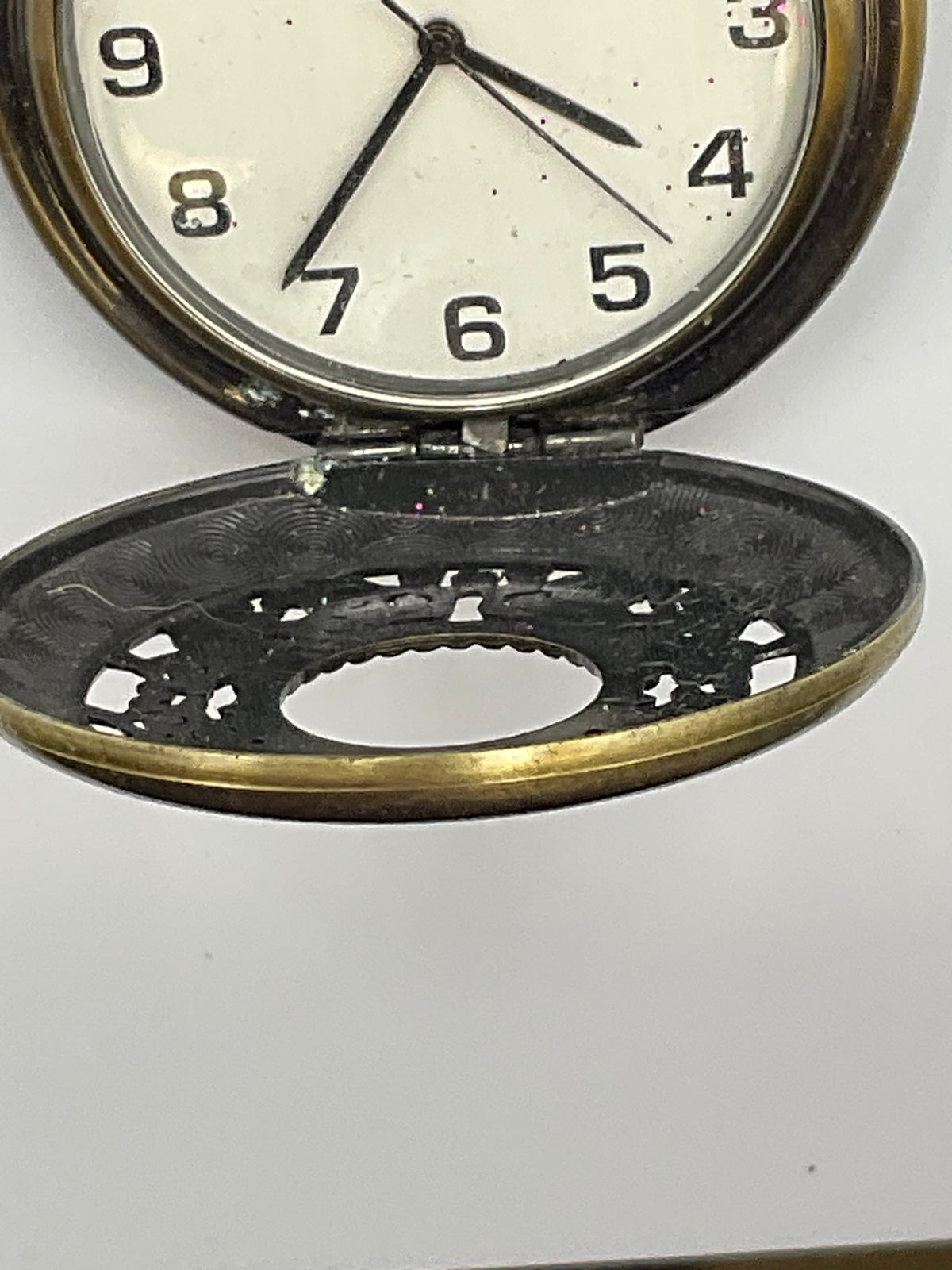 Demi Bronze Tone Quartz Pocket Watch Chain Vintage New Battery Working Condition
