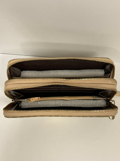 Michael Kors MK Logo Champagne Beige Leather Wallet Clutch New Without Tags