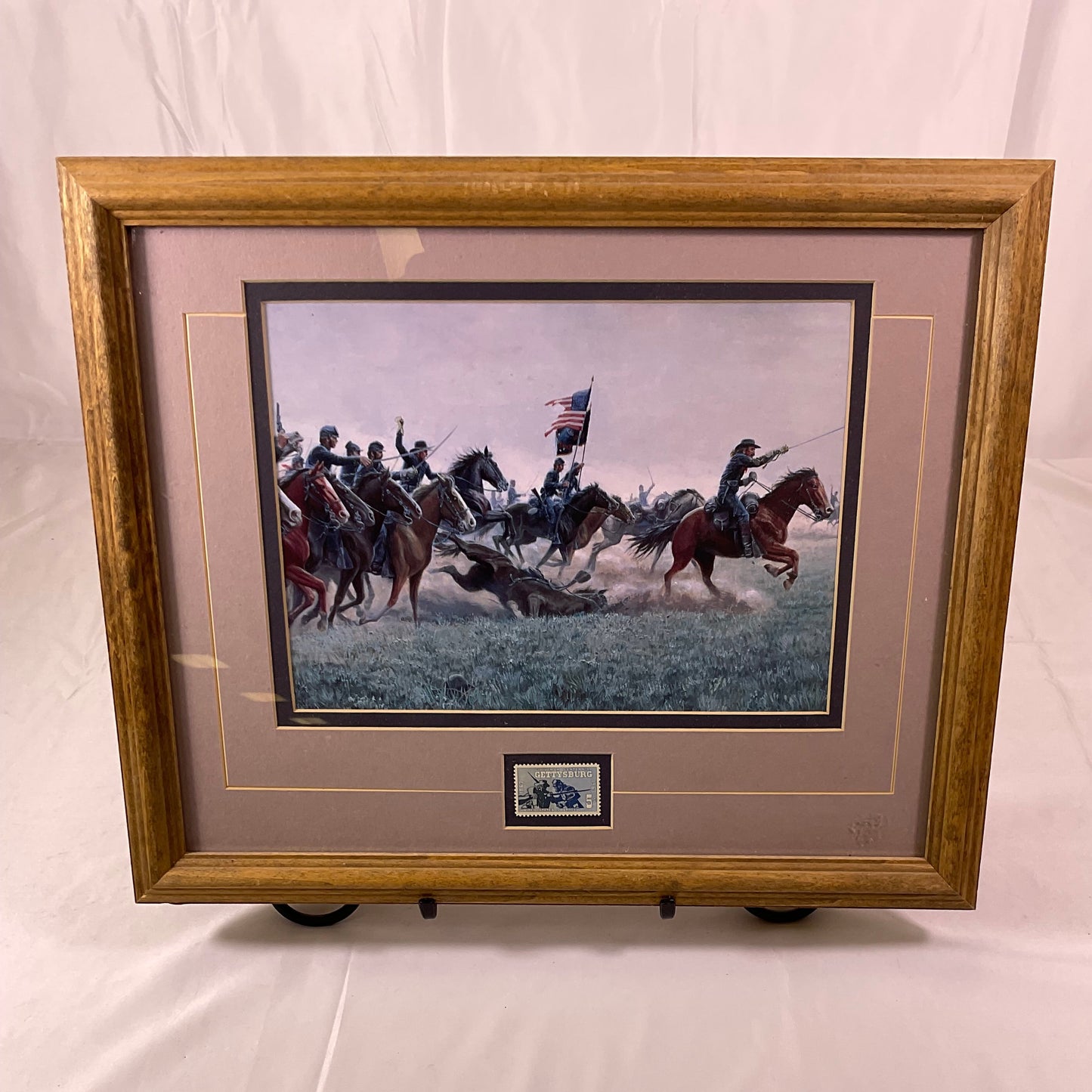 Morton Kunstler Framed Artwork Keep Your Sabers Men July 3 1863 with Gettysburg Stamp