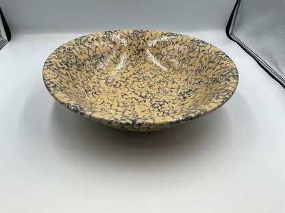 Robinson Ransbottom Pottery Company (R.R.P. Co.) blue spongeware stoneware mixing / pasta bowl