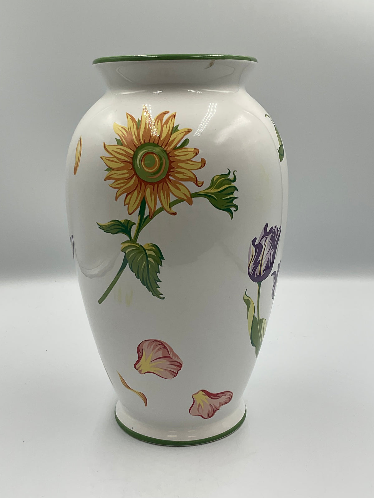 Tiffany & Co Tiffany Petals Ceramic Vase 1998 Sunflower 11" Chip On Base
