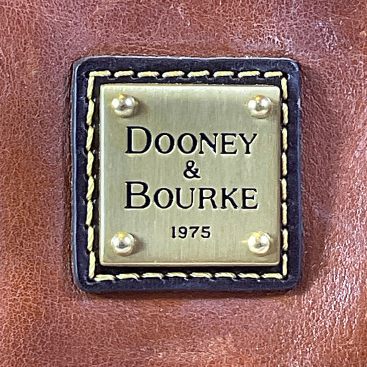 Dooney & Bourke Medium Brown Leather Satchel Handbag Goldtone Hardware